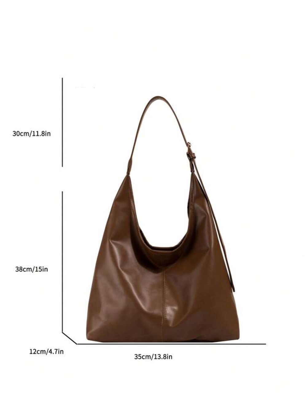 Tan Brown faux Leather large adjustable strap shoulder Tote bag - Picture 3 of 7